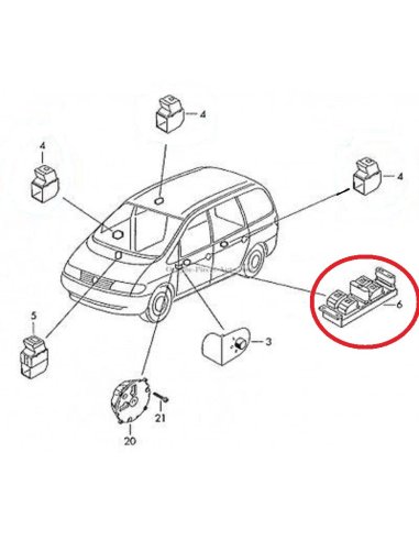 Bouton Commande de Vitre Vw Sharan...