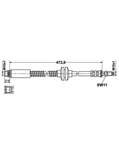 Flexible de frein pour Peugeot 806 - Expert, Citroen Evasion - Jumpy