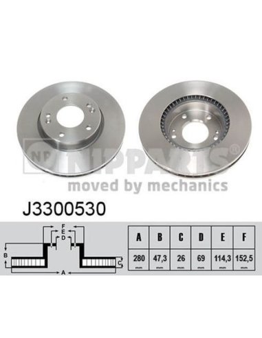 Jeu de 2 disques de frein  Hyundai Tucson Accent 