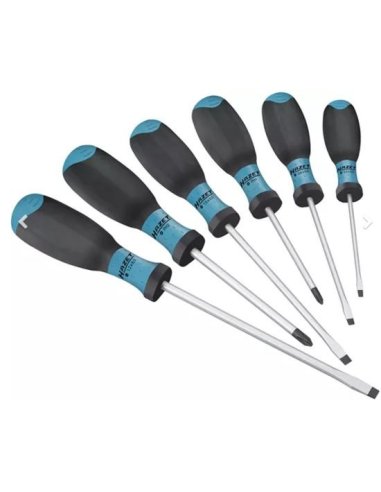Assortiment de 6 tournevis à lames chromées mates et pointes brunies