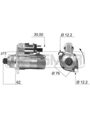 Demarreur neuf Volkswagen golf 5 - 2.0 tdi pd 16v. mot.bkd 1968cc 103kw 11-2003 jusqu'au 12-2008