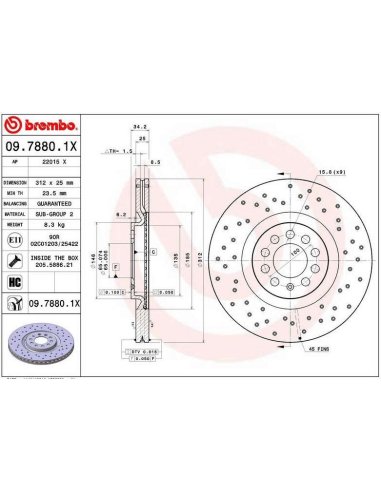 Disques de frein Avant PERCE BREMBO Audi A1 A3 S1 S3 TT Seat Ibiza Leon Toledo Skoda Octavia VW Bora Golf 4 New beetle Polo 4