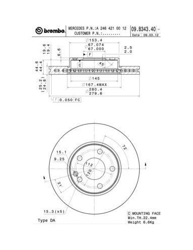 Jeu Disques Brembo 09B34341