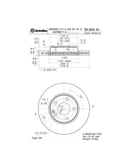Jeu Disques Brembo 09B34341