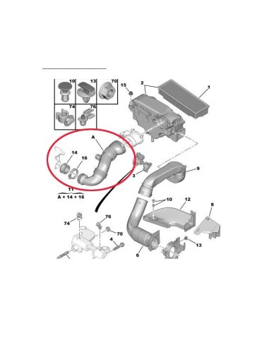 Durite d air Citroen Fiat Peugeot 1.6...