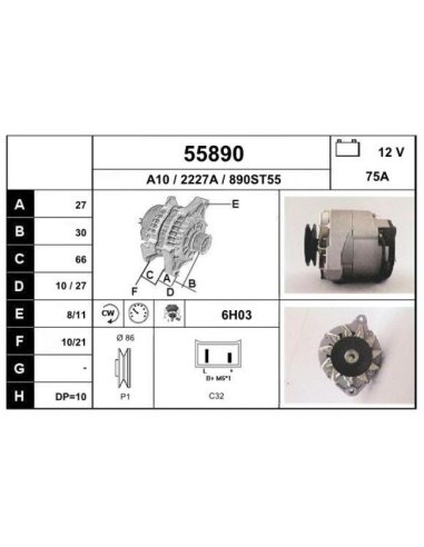 Alternateur 75A Renault B70