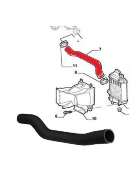 Durite inferieur de turbo - echangeur d'air alfa romeo 147   JTD - JTDM