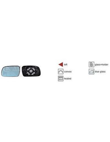 Verre + support chauffant rétroviseur gauche Peugeot 407 2.0 hdif
