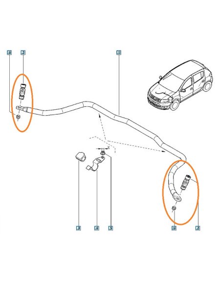 Silent Bloc de barre stabilsatrice avant Dacia Dokker Lodgy