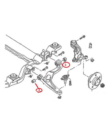 Silent bloc de bras suspension avant Vw Multivan 5 Transporter 5