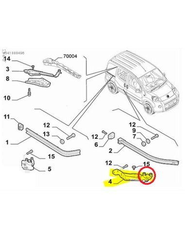 Roulette inferieure de porte laterale droite Citroen Nemo Fiat Fiorino Peugeot Bipper