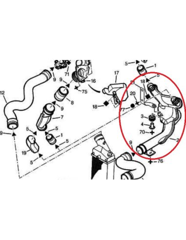 Durite d'air raccord turbo Peugeot...