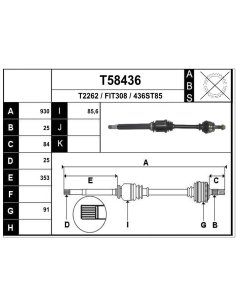 Cardan avant DROIT pour FIAT Bravo Stilo / LANCIA Delta