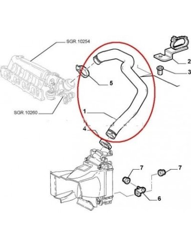 Durite de turbo superieur Alfa 147 1.9 JTD JTDM
