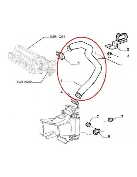 Durite de turbo superieur Alfa 147 1.9 JTD JTDM