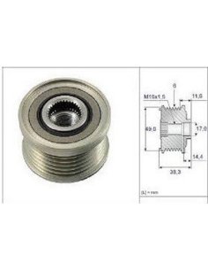 Poulie debrayable alternateur Bmw serie 1, 3, 5, 6, 7, Z4