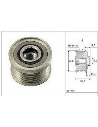 Poulie debrayable alternateur Bmw serie 1, 3, 5, 6, 7, Z4