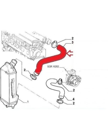 Durite de Turbo alfa 166 Lancia Kappa 2.4 JTD 140cv - 150cv
