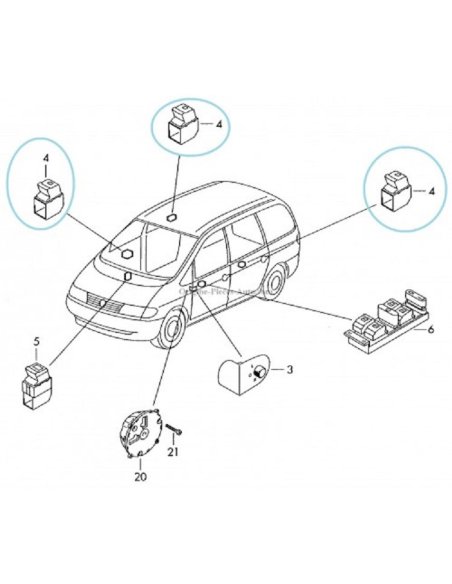 Bouton de vitre Ford Galaxy Vw Sharan Leon Toledo Seat Alhambra